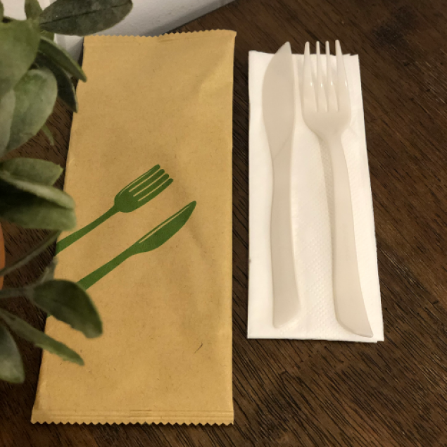 Sealed PLA knife & fork set (6 pack)