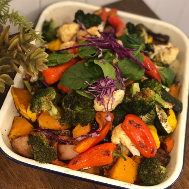 Hot roasted vegetables tray
