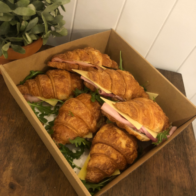 Shaved ham & cheese croissants